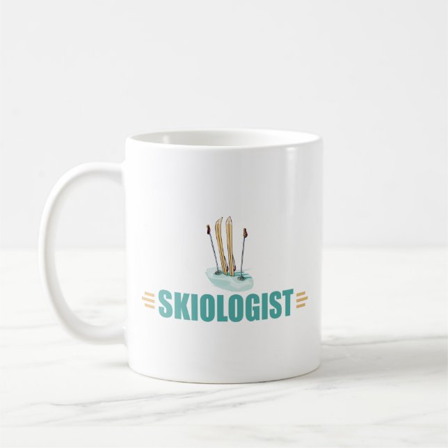 Caneca De Café Esqui Engraçado da Neve (Esquerda)