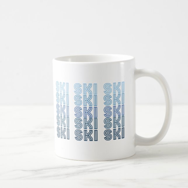 Caneca De Café esqui esporte texto azul (Direita)
