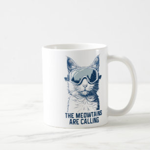 Caneca De Café Esqui Snowboard Gato Divertido As Meowtains Estão