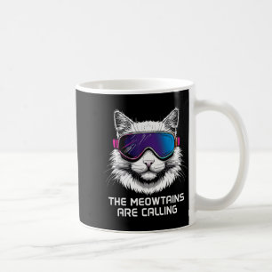 Caneca De Café Esqui snowboard gato engraçado as meowtanhas estão