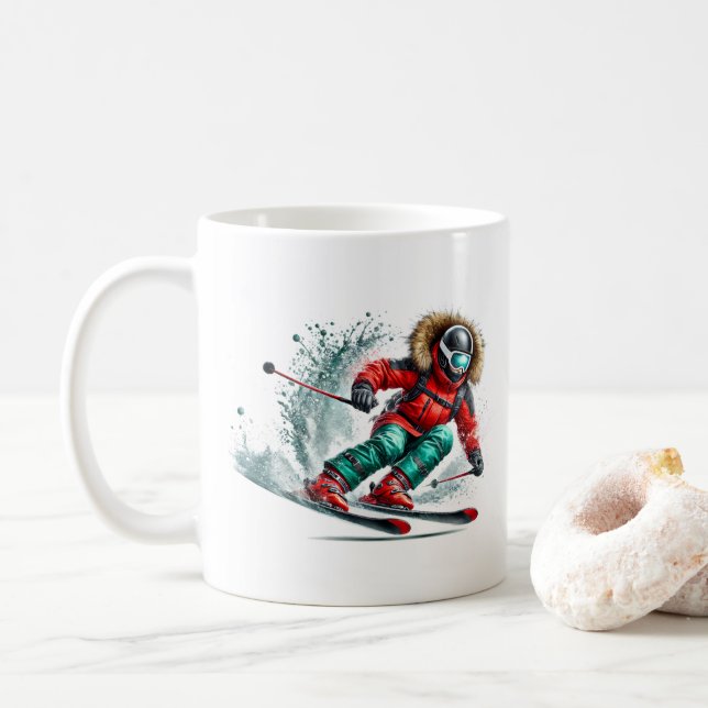 Caneca De Café Esquiador  (Com Donut)