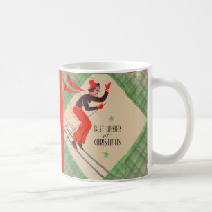 Caneca De Café esquiador do Natal dos anos 50