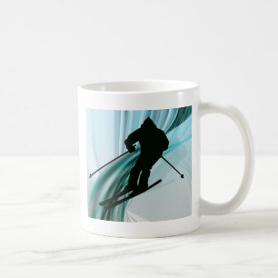 Caneca De Café Esquiador em declive em fitas geladas