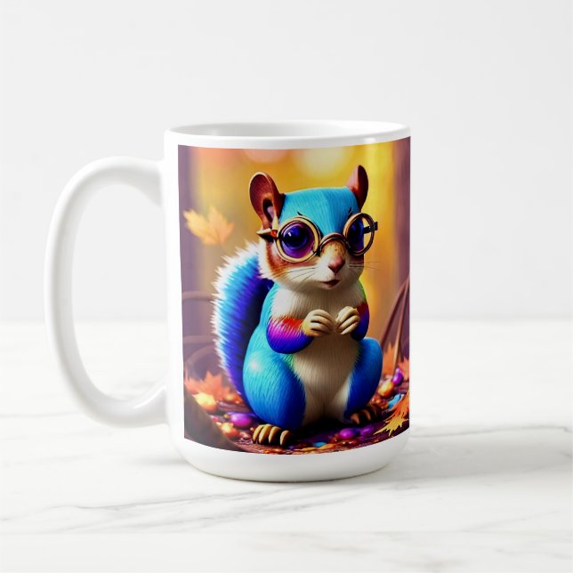Caneca De Café Esquilo Azul Fofo com Óculos-56786 (Esquerda)