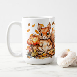 Caneca De Café Esquilo Bonito com Cogumelos - Vida Selvagem do ou