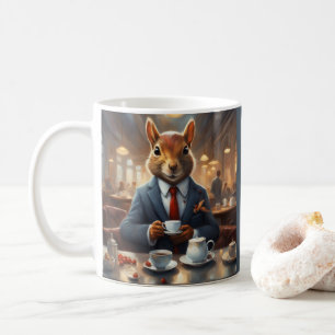 Caneca De Café Esquilo caprichoso em terno com café