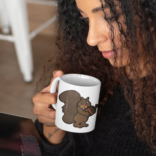 Caneca De Café Esquilo com Bolota Animal Florestal Fofo