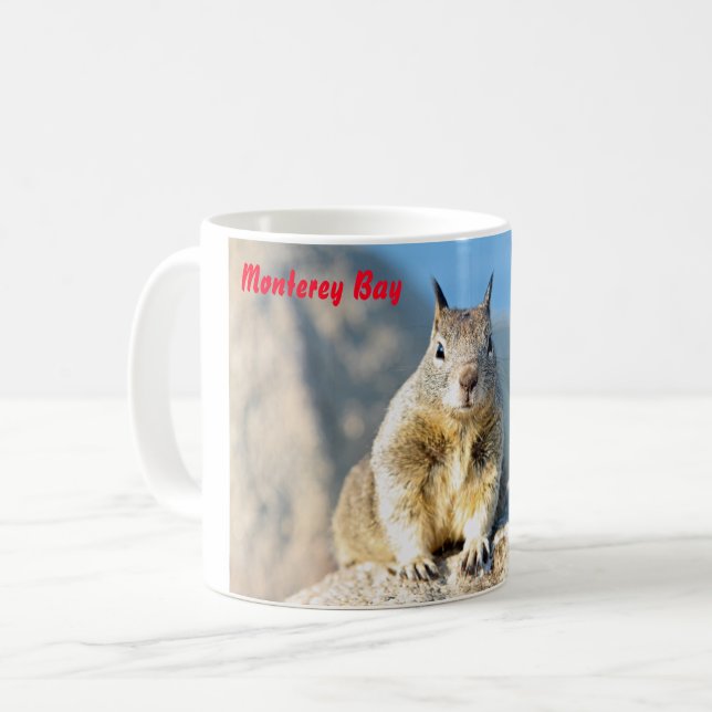 Caneca De Café Esquilo de cinza, Monterey Bay, Califórnia (Frente Esquerda)