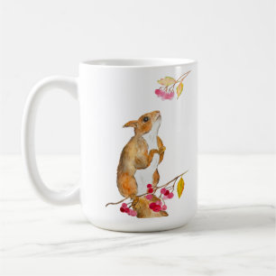 Caneca De Café Esquilo de cor-de-água engraçado num galho com bag