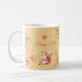 Caneca De Café Esquilo de Queda Feliz nas Folhas