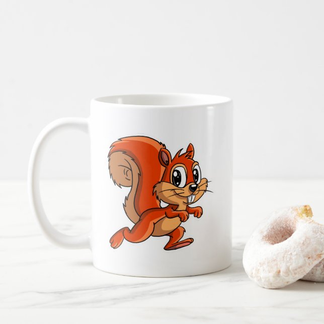 Caneca de Café Esquilo Desenho Animado Fofo (Com Donut)