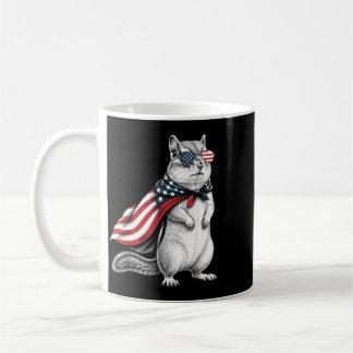 Caneca De Café Esquilo-do-Stripado 4 De Julho Bandeira Patriótica