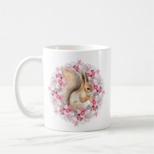 Caneca De Café Esquilo e flores