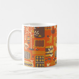 Caneca De Café esquilo está em um jardim, vilão desenhado à m