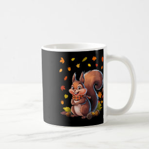 Caneca De Café Esquilo Fofo Com Folhas de Outono Animal de Outono