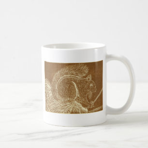 Caneca De Café Esquilo Linocut de Brown