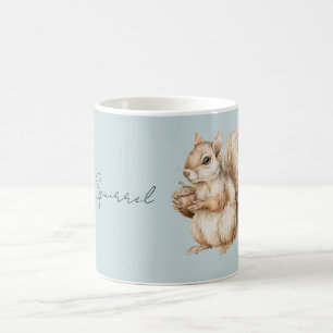 Caneca De Café Esquilo Marrom Azul