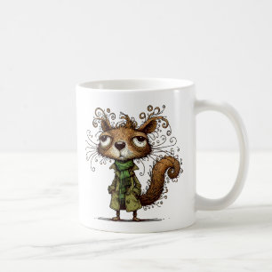 Caneca De Café Esquilo num Trenchcoat Verde