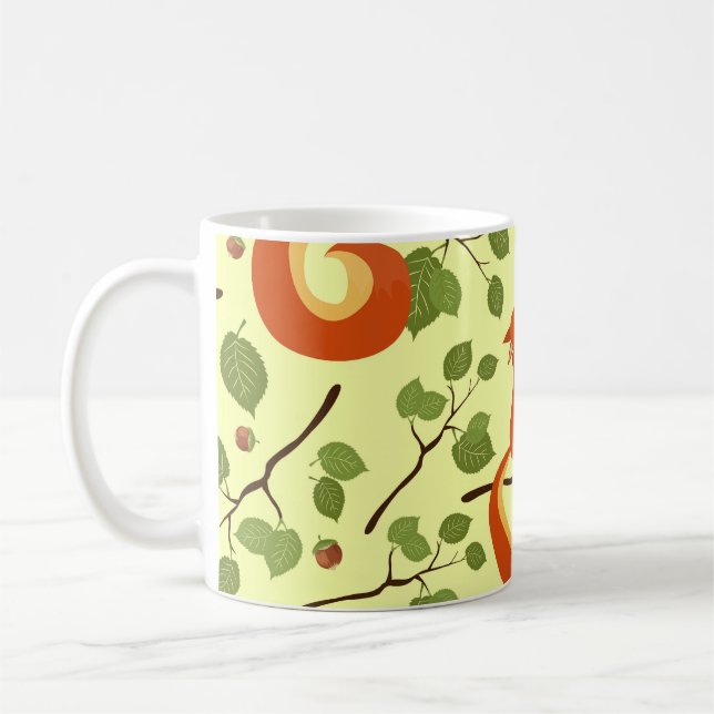 Caneca De Café Esquilo vermelho em ramos de avelã. (Esquerda)