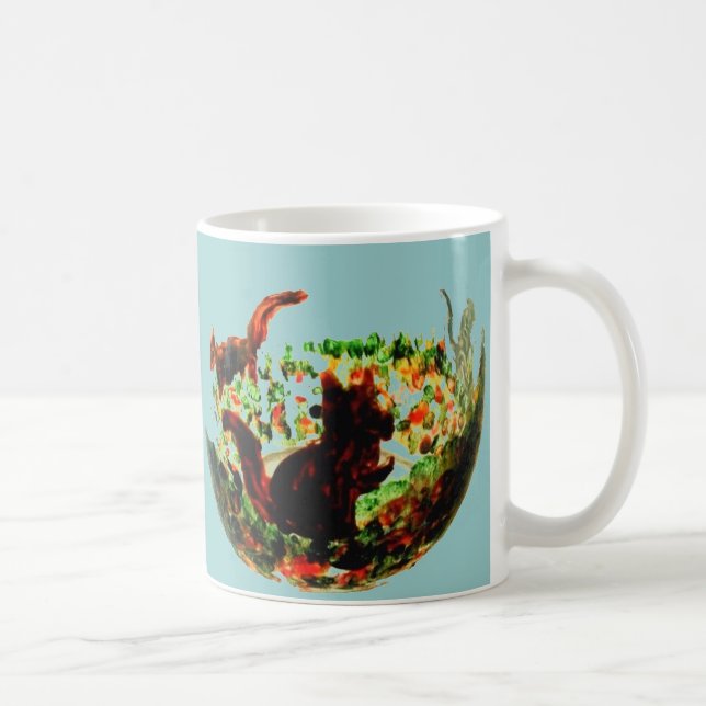 Caneca De Café Esquilos de outono de Arte Animal (Direita)