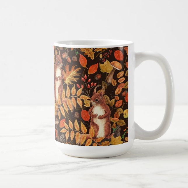 Caneca De Café Esquilos e flora autóctones em castanho escuro (Direita)