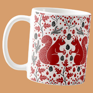 Caneca De Café Esquilos Vermelhos na Floresta