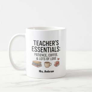 Caneca De Café Essenciais para Professores Paciência Café Amor Pe
