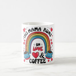 Caneca De Café Esta mamã corre no amor e no café - Retro Rainbow