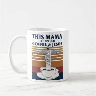 Caneca De Café Esta mamã corre no café e em Jesus