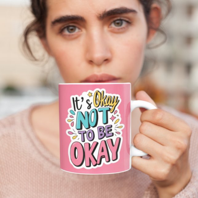 Caneca De Café Está tudo bem não ficar bem, Mug (Go easy on yourself with this, "It's okay not to be okay" mug! )