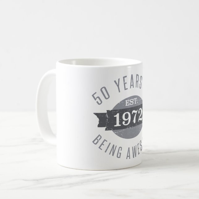 Caneca De Café Established 1972 50th Birthday (Frente Esquerda)