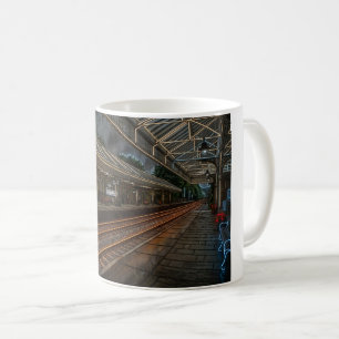 Caneca De Café Estação de Trem Hebden Bridge Arte em Neon Vintage