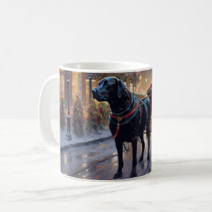 Caneca De Café Estação Festiva de Natal Black Labrador