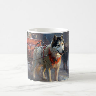 Caneca De Café Estação Festiva de Natal do Alaska Malamute