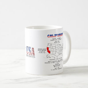 Caneca De Café Estado Americano da Califórnia em um mapa e inform
