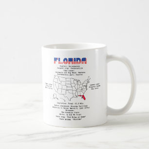 Caneca De Café Estado Americano da Flórida em um mapa e informa