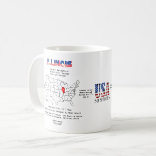 Caneca De Café Estado americano de Illinois em um mapa e em uma