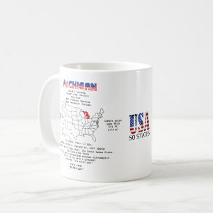 Caneca De Café Estado americano de Michigan em um mapa e em uma