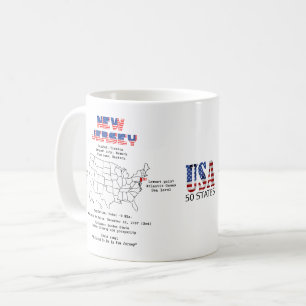 Caneca De Café Estado americano de Nova Jersey em um mapa e infor