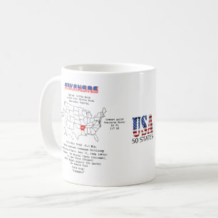 Caneca De Café Estado americano do Arkansas num mapa e informaçõe