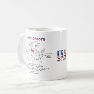 Caneca De Café Estado Americano do Dakota do Sul em um mapa e det