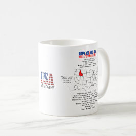 Caneca De Café Estado Americano Idaho em um mapa e informações út