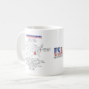 Caneca De Café Estado Americano Mississípi num mapa e detalhes