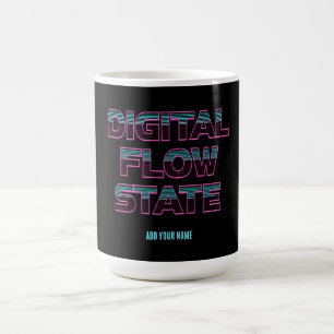Caneca De Café Estado de Fluxo Digital Retro Neon Estética de Jog