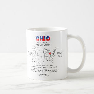 Caneca De Café Estado de Ohio americano em um mapa e informaçõe