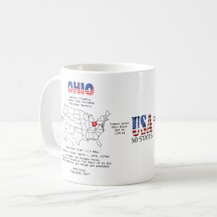 Caneca De Café Estado de Ohio americano em um mapa e informações