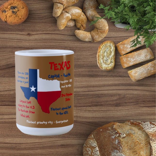 Caneca De Café Estado do Texas - Mug de Fatos Interessante (Criador carregado)