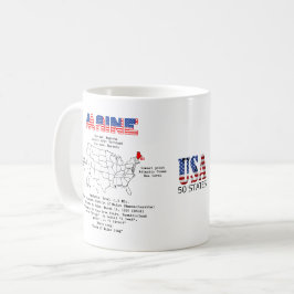 Caneca De Café Estado Maine-Americano em um mapa e informações út