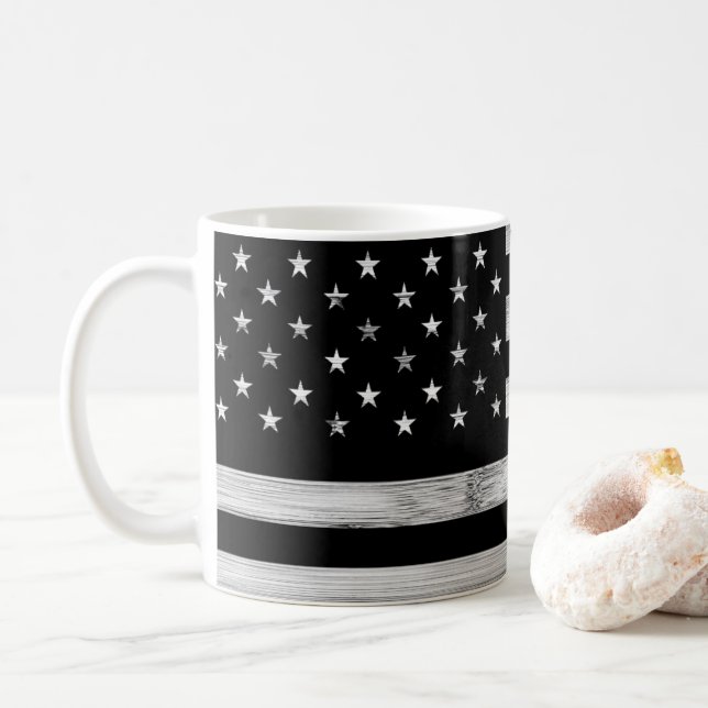 Caneca De Café Estados Unidos bandeira Madeira Rústica Madeira Ne (Com Donut)