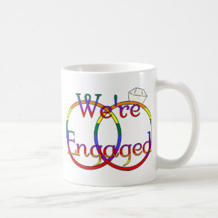 Caneca De Café Estamos em Engaged Rainbow Wedding Rings